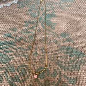 Heart stone necklace with gold chain